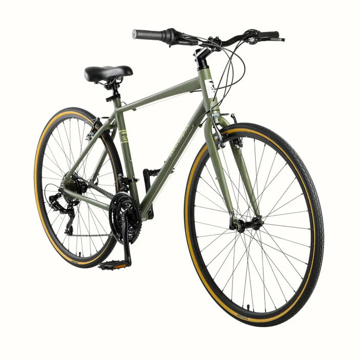 Retrospec Atlas Fitness Hybrid Bike - 21 Speed - Matte Forest Green 19in Medium