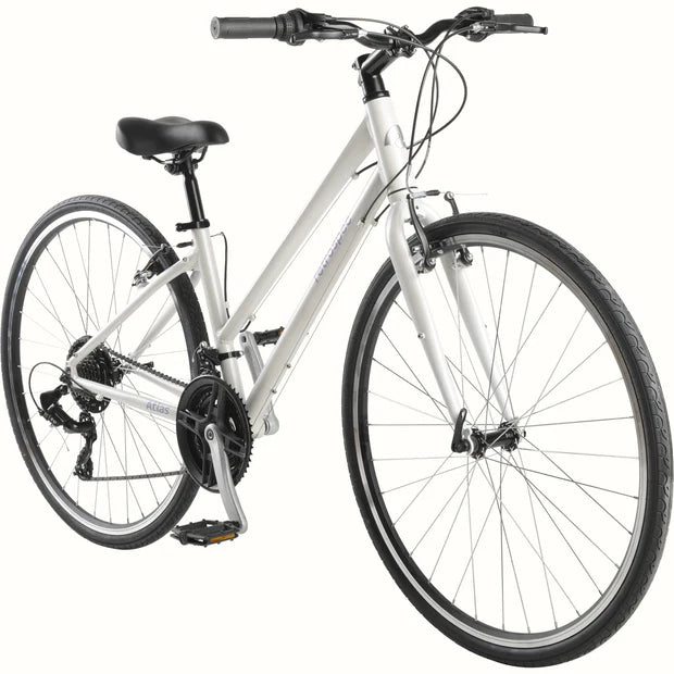 Retrospec Atlas Fitness Hybrid Bike - Step Through 21 Speed Satin White 15"